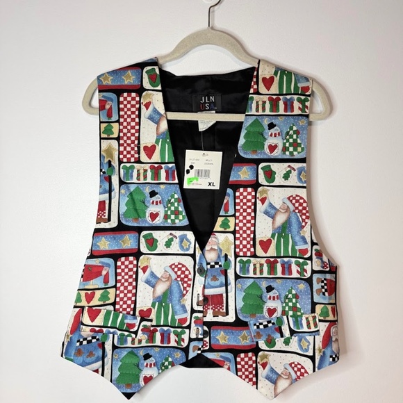 vintage Tops - NEW Vintage Folk Santa Christmas Vest Waistcoat 1990s